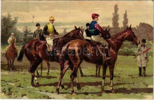 Horse racing, jockeys. P.F.B. Serie 3027. s: G.K. (EK)