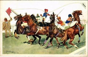 Horse racing, jockeys, humour. B.K.W.I. 679-1. s: Fritz Schönpflug