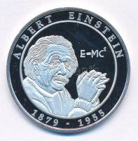 NSZK DN Albert Einstein 1879-1955 kétoldalas fém emlékérem kapszulában (32mm) T:PP GFR ND Albert Einstein 1879-1955 two-sided metal commemorative medallion in capsule (32mm) C:PP