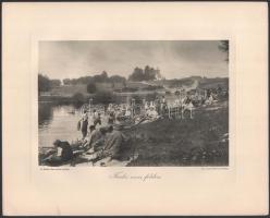 cca 1914-1918 Az Érdekes Újság 4 db I. világháborús képe (Hírt hoz a léggömb, Fürdés orosz bföldön, ...