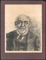 Glatz Oszkár (1872-1958): Alexander Bernát portréja. Ofszet, papír, jelzett a nyomaton. Az 1925-ben megjelent Alexander Bernát albumból. Megjelent 200 példányban. 30x22,5 cm