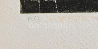 Horkay István (1945-): A dob. Rézkarc, papír, jelzett, számozott, lap széle foltos, 32x32 cm