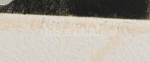 Horkay István (1945-): A dob. Rézkarc, papír, jelzett, számozott, lap széle foltos, 32x32 cm