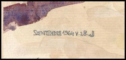 Jakuba János (1909-1974): Szentendrei utca, 1964. Akvarell, papír, jelzett, papírra kasírozva, hátol...