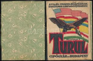 cca 1930-1940 A világ összes államainak egyetemes zászlógyűjteménye. Felajánlja a Turul Cipőgybr Rt. Budapest. Bp., Wodianer-ny., 8 sztl. Félvászon-kötésben.