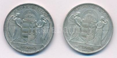 1939. 5P Ag "Horthy balra" (2x) T:1-,2 patina, karc, ph, ü.
Adamo P8.2