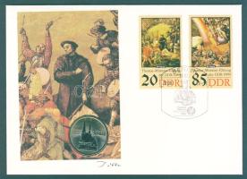 NDK 1989. 5M "Katharinenkirche" érmés, bélyeges borítékon, NDK bélyegekkel, alkalmi bélyegzővel T:1