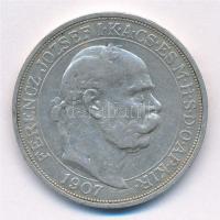 1907KB 5K Ag "Ferenc József megkoronázásának 40. évfordulója" T:2- patina, ph, kis ü. 
Ad...