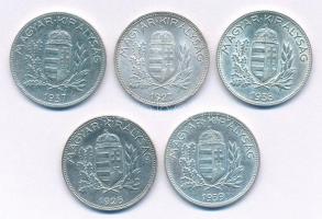 1926-1939. 1P Ag (5xklf) teljes sor! T:1-,2 patina, kis karc
Adamo P6