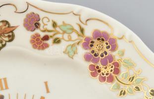 Zsolnay pillangó mintás tányér óra. Kézzel festett, jelzett, hibátlan. Szerkezet nincs kipróbálva d:...