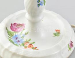 Herendi virág mintás lámpatest ernyővel, kézzel festett, jelzett, apró kopásnyomokkal, nem kipróbált...