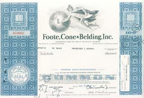 USA 1968. "Foote, Cone & Belding Inc." részvénye 6x, benne 2klf sorszámozással, egymásutáni és kisugrású sorszámokkal