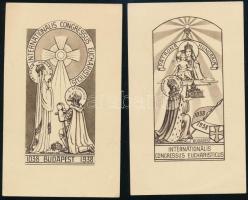2 db Nemzetközi Eucharisztikus Kongresszus (Budapest, 1938) témájú kisgrafika, 11,5x7 cm
