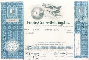 USA 1968. "Foote, Cone & Belding Inc." részvénye 6x, benne 2klf sorszámozással, egymás...