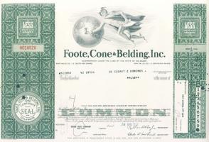 USA 1968. "Foote, Cone & Belding Inc." részvénye 6x, benne 2klf sorszámozással, egymás...