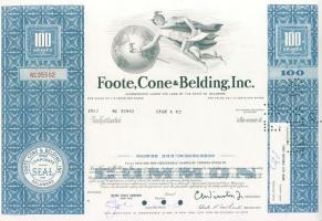 USA 1968. "Foote, Cone & Belding Inc." részvénye 6x, 5x egymásutáni és 1x egyugrású so...