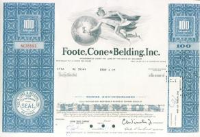 USA 1968. "Foote, Cone & Belding Inc." részvénye 6x, 5x egymásutáni és 1x egyugrású so...