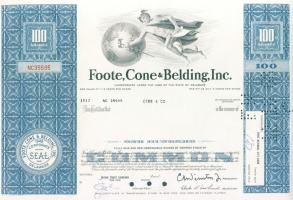 USA 1968. "Foote, Cone & Belding Inc." részvénye 6x, 5x egymásutáni és 1x egyugrású so...