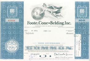 USA 1968. "Foote, Cone & Belding Inc." részvénye 6x, 5x egymásutáni és 1x egyugrású so...