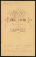 cca 1900 Katona portréja, keményhátú fotó, Wilhelm Weisz Károly aradi műterméből, 9x6 cm