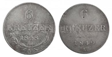 Ausztria 1848A 6kr Ag + 1849A 6kr Ag T:3 Austria 1848A 6 Kreuzer Ag + 1849A 6 Kreuzer Ag C:F Krause KM#2199, KM#2200