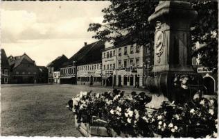 1957 Osterhofen, Stadtplatz / square, pharmacy, shops, inn (EK)