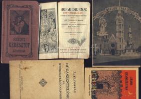 Kis vallási tétel: 39 db szentkép (benne lithók) és vallási témájú nyomtatvány + 1 db 1917-es imakön...