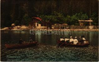 1909 Cerné jezero, Schwarzen See; Böhmerwald, Restaurant am Schwarzen See / restaurant, lake, rowing boats