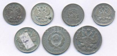 Orosz Birodalom 1910-1915. 10k-20k Ag (5db, 4xklf) + Szovjetunió 1923. 10k Ag + 1924. 20k Ag T:2-3
...