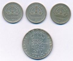 Svédország 1948-1950. 25ö Ag (3db, 2xklf) + 1967. 1Kr Ag "VI. Gusztáv Adolf" T:2,2-
Swede...