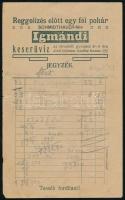 cca 1910-1930 Igmándi Keserűvíz, kétoldalas reklámlap, számla, kisebb szakadással, 20x12,5 cm