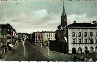 1957 Pfarrkirchen, Stadtplatz / square, automobiles