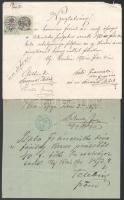 1873 Tószeg, eljegyzésről kiállított bizonyítvány, hozzáfűzve az illeték befizetését igazoló nyugta, okmánybélyegekkel