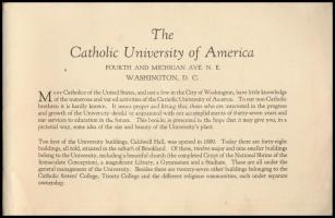cca 1900-1910 The Catholic University of America, Washington D.C., angol nyelvű, képes ismertető füz...