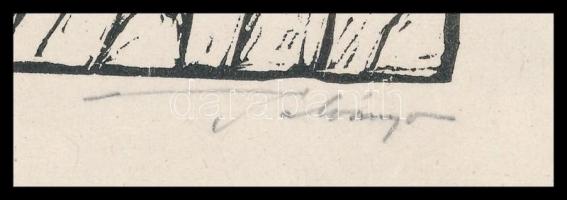 Bálványos Huba (1938-2011): Illusztráció. Linómetszet, papír kartonon, jelzett, 7.5×6.5 cm