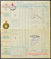 1943 Bp., Hazai Likőr-, Rum- és Szeszárugyár Rt. (Millenium Keserű) nagyméretű, litografált fejléces számlája, kissé foltos, 36x31 cm