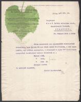 1929 Villány, Teleki Zsigmond vesszőtelepei és szőlőgazdasága fejléces levélpapírjára írt levél, kis szakadásokkal