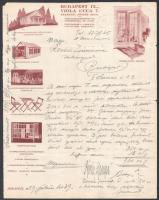 1939 Bp. IX., Viola utca 7. szám alatti asztalos üzlet fejléces levélpapírjára írt megrendelés, szakadással