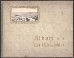cca 1900-1910 Album der Ostseebäder, képes album, Globus Verlag Berlin, félvászon-kötésben, kissé sérült, foltos borítóval, 34x27 cm