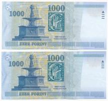 2005. 1000Ft (2x) "DA 4322017", "DB 0323242" T:II- Adamo F55F, F55F1