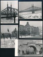 cca 1960 Budapest, 12 db téli városfotó, közte Szabadság-híd, Gellért szálló, Halászbástya, 8,5x11 cm