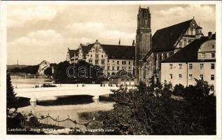 1938 Landshut, Neue Brücke mit Post u. Heiliggeistkirche / new bridge, church (EK)