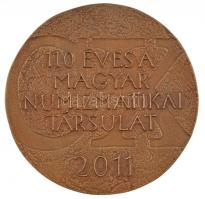 Gáti Gábor (1937-) 2011. 110 éves a Magyar Numizmatikai Társulat Br plakett, peremen 06/51 sorszámmal (88mm) T:1