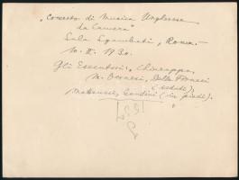 1930 Róma, Magyar zenészek, hátoldalán feliratozott fotó, 18x24 cm