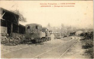 Abidjan, Abidjean; Garage des Locomotives / railway station, garage of the locomotives, train (fl)