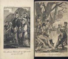 cca 1840 Vadászat és katonai témájú 2 db acélmetszet 9x15 cm