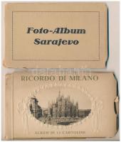5 db RÉGI külföldi képeslapfüzet / 5 pre-1945 European postcard booklets: Pompei, Ravenna, Napoli, Sarajevo, Milano