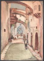 B.M. 1937 jelzéssel: Keleti sikátor. Akvarell papír. 32x23cm