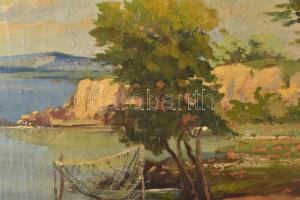 N. Balázs J. 942 jelzéssel: Hajókázás. Olaj, vászon. 57x75cm