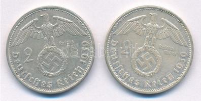 Német Harmadik Birodalom 1939A 2M Ag "Hindenburg" (2x) T:1-,2
German Third Reich 1939A 2 ...